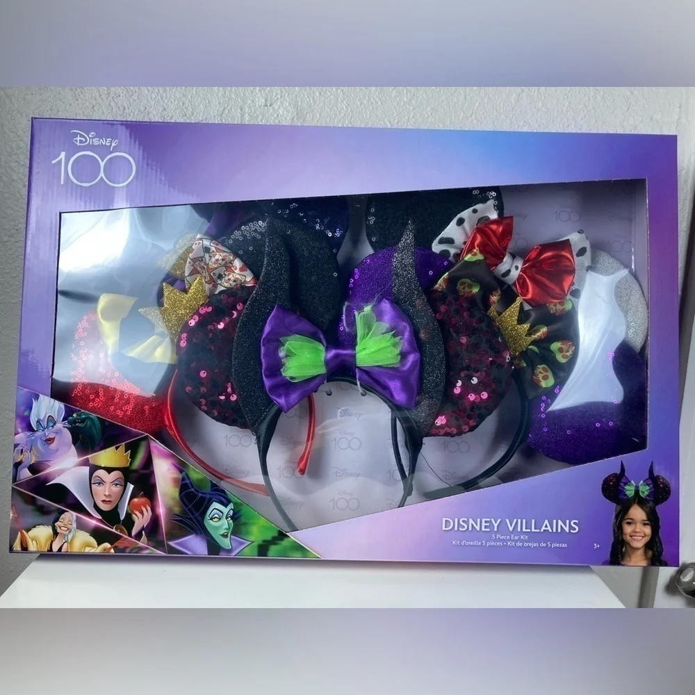 Disney 100th anniversary Disney Villains 5 Piece Ear Headband Box Set
